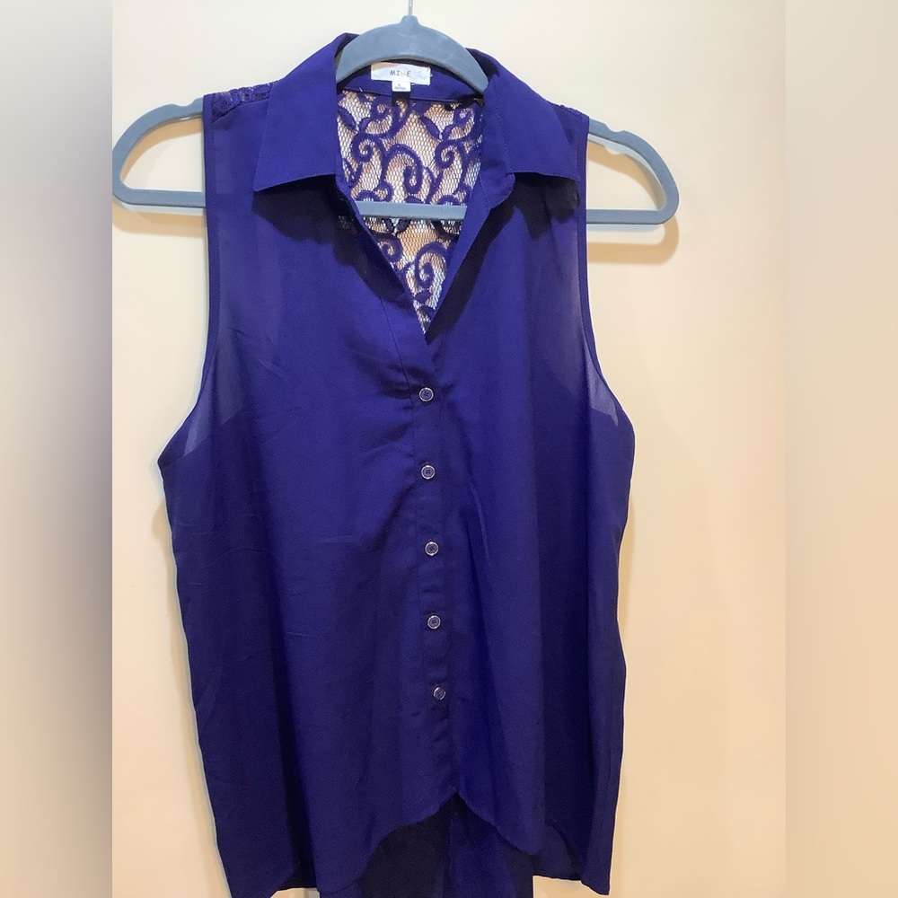 Royal Blue Blouse Sleeveless Large